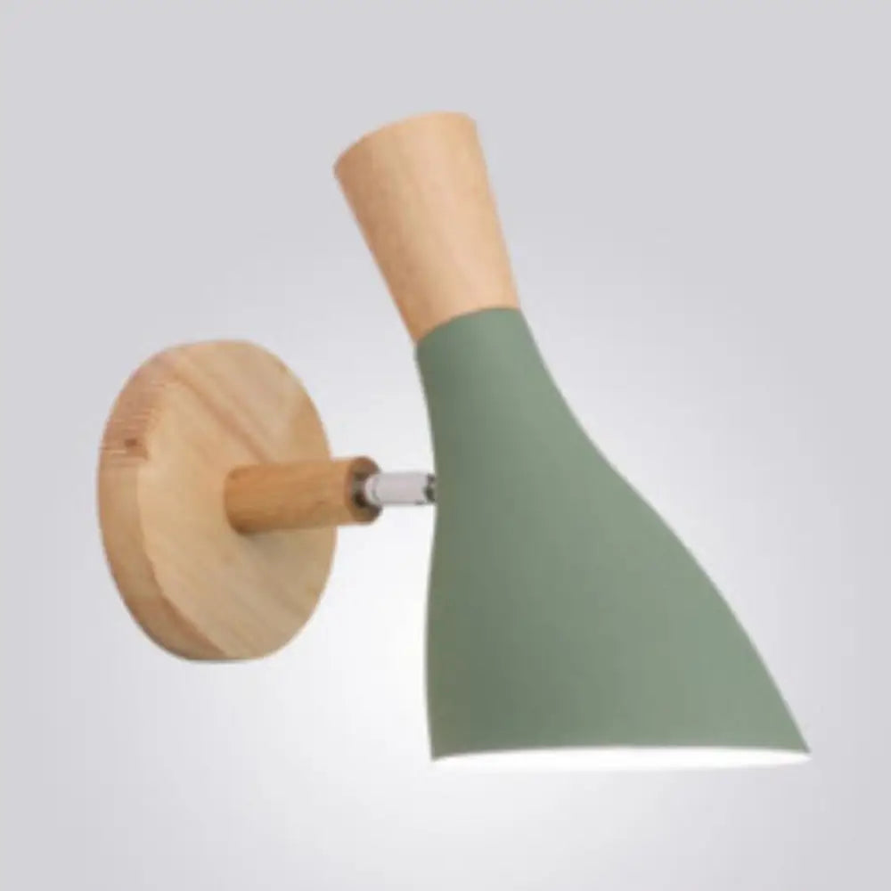Adjustable Wood Wall Sconce with Rotating Metal Shade for Kids Room | Single-Light Fixture in Pastel Finish | E26 Base Nursery Lighting | Thomler