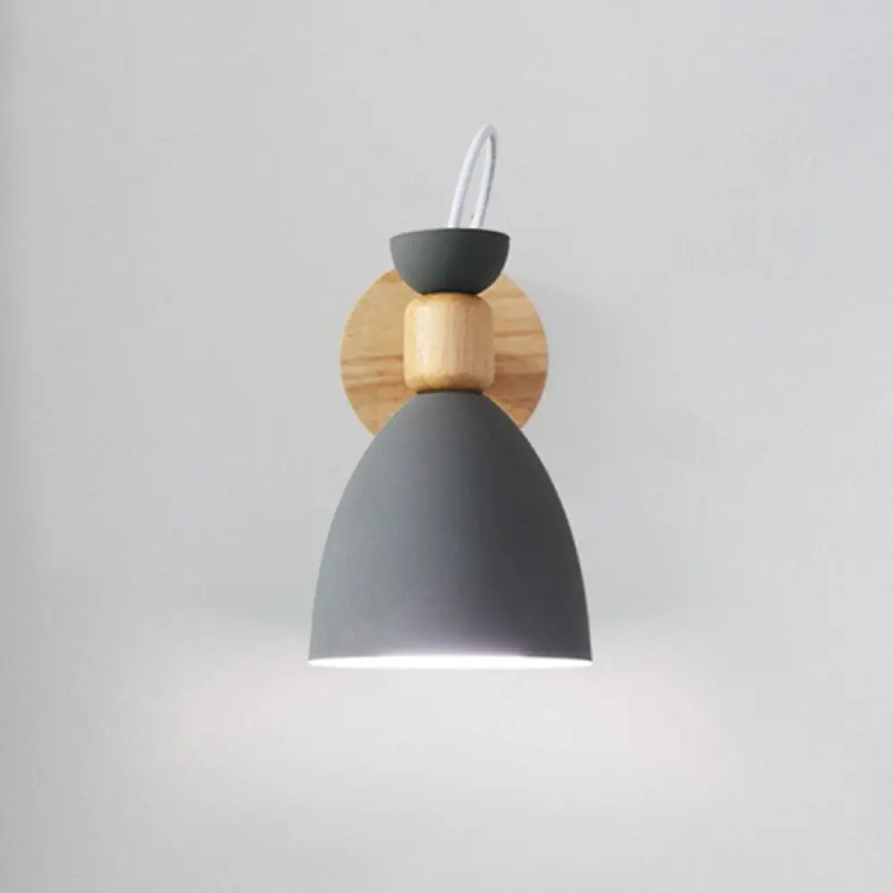 Adjustable Wood Wall Sconce with Rotating Metal Shade for Kids Room | Single-Light Fixture in Pastel Finish | E26 Base Nursery Lighting | Thomler