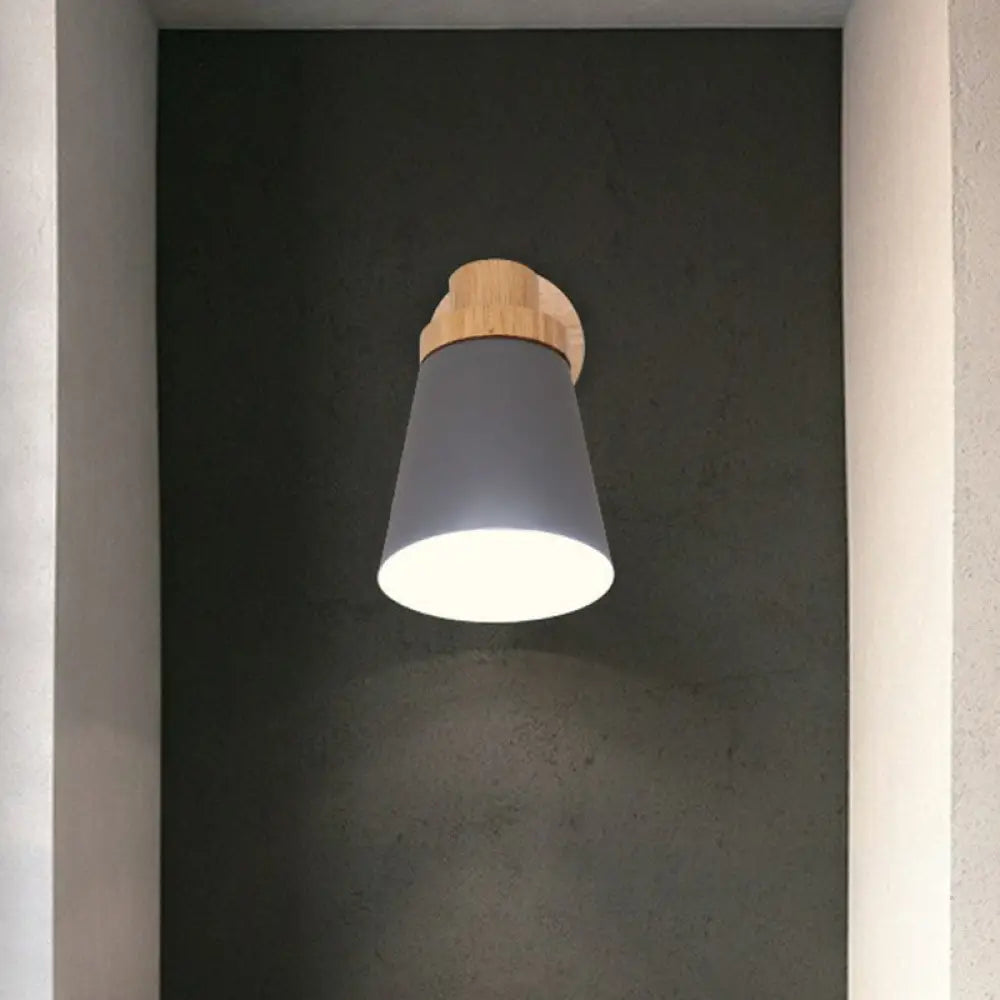 Adjustable Wood Wall Sconce with Rotating Metal Shade for Kids Room | Single-Light Fixture in Pastel Finish | E26 Base Nursery Lighting | Thomler