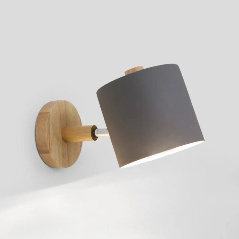 Adjustable Wood Wall Sconce with Rotating Metal Shade for Kids Room | Single-Light Fixture in Pastel Finish | E26 Base Nursery Lighting | Thomler
