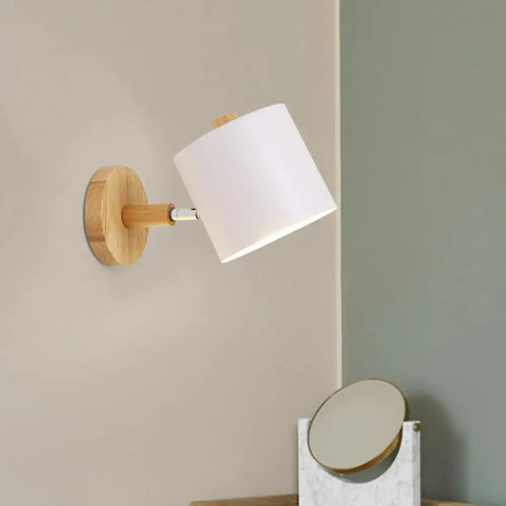 Adjustable Wood Wall Sconce with Rotating Metal Shade for Kids Room | Single-Light Fixture in Pastel Finish | E26 Base Nursery Lighting | Thomler