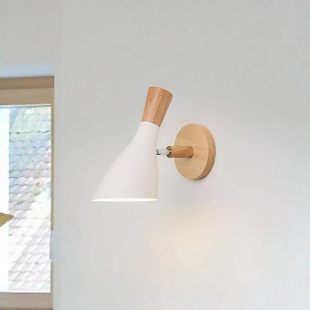 Adjustable Wood Wall Sconce with Rotating Metal Shade for Kids Room | Single-Light Fixture in Pastel Finish | E26 Base Nursery Lighting | Thomler