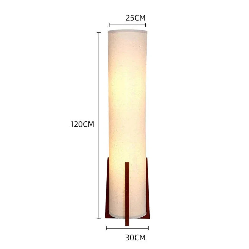 Floor Lamp Wood Fabric Shade 47.2 in Walnut Living Room Bedroom Japandi Minimalist Lighting Tall Standing Light | Thomler