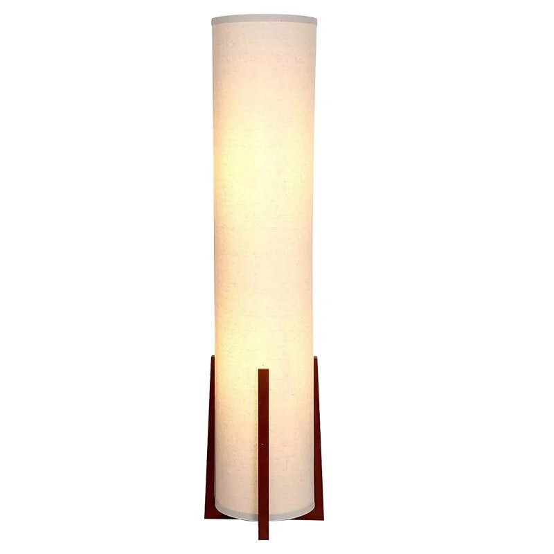 Floor Lamp Wood Fabric Shade 47.2 in Walnut Living Room Bedroom Japandi Minimalist Lighting Tall Standing Light | Thomler
