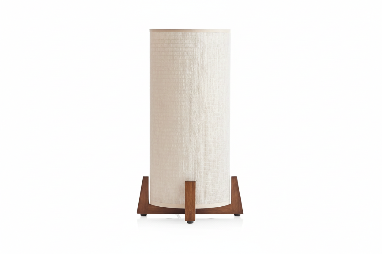 Floor Lamp Wood Fabric Shade 47.2 in Walnut Living Room Bedroom Japandi Minimalist Lighting Tall Standing Light | Thomler
