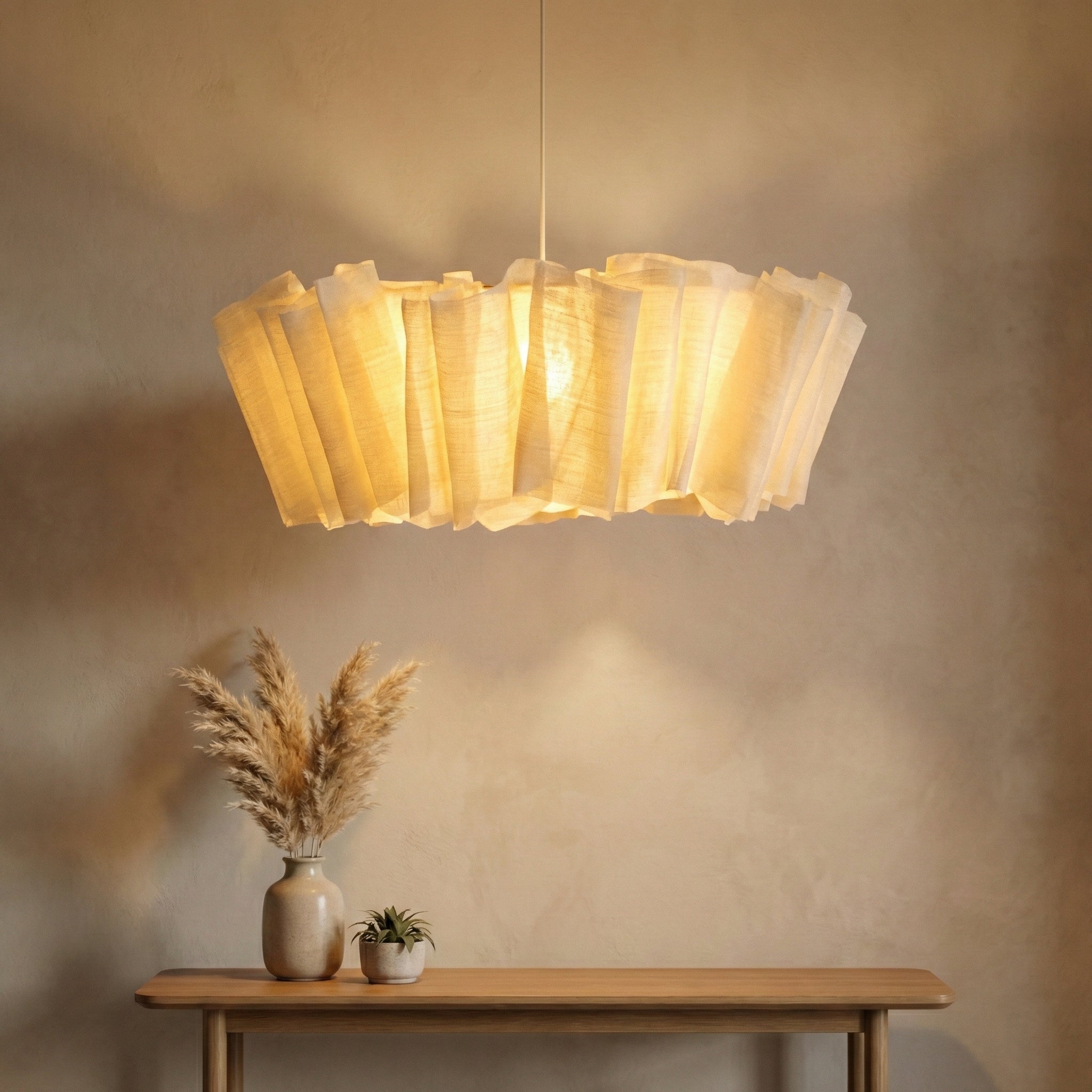 Pendant Light Hand Knitted Fabric Shade 10–15 m² Japandi Dining Room Bedroom Hanging Ceiling Lamp Minimalist Cottagecore | Thomler