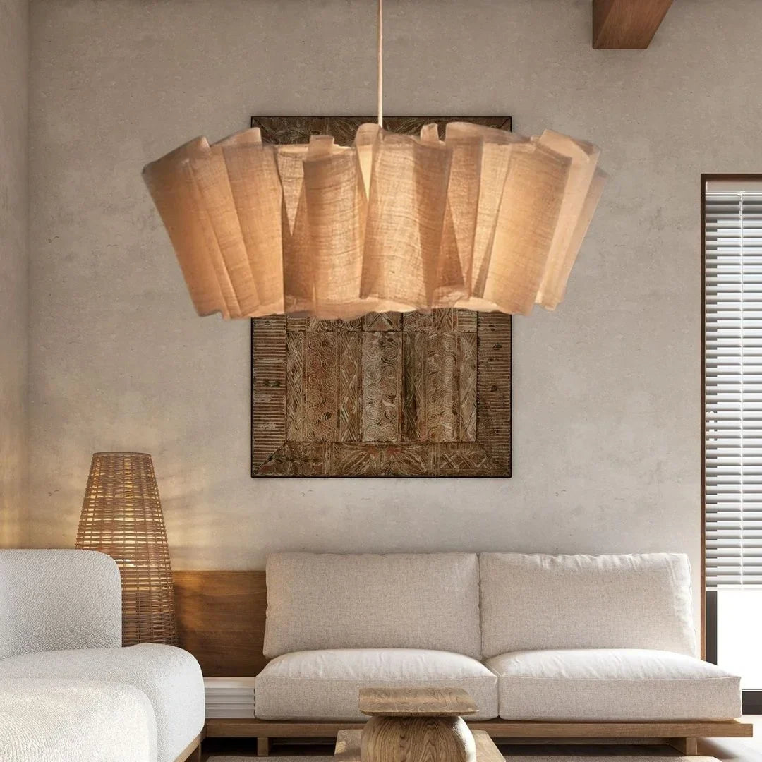 Pendant Light Hand Knitted Fabric Shade 10–15 m² Japandi Dining Room Bedroom Hanging Ceiling Lamp Minimalist Cottagecore | Thomler