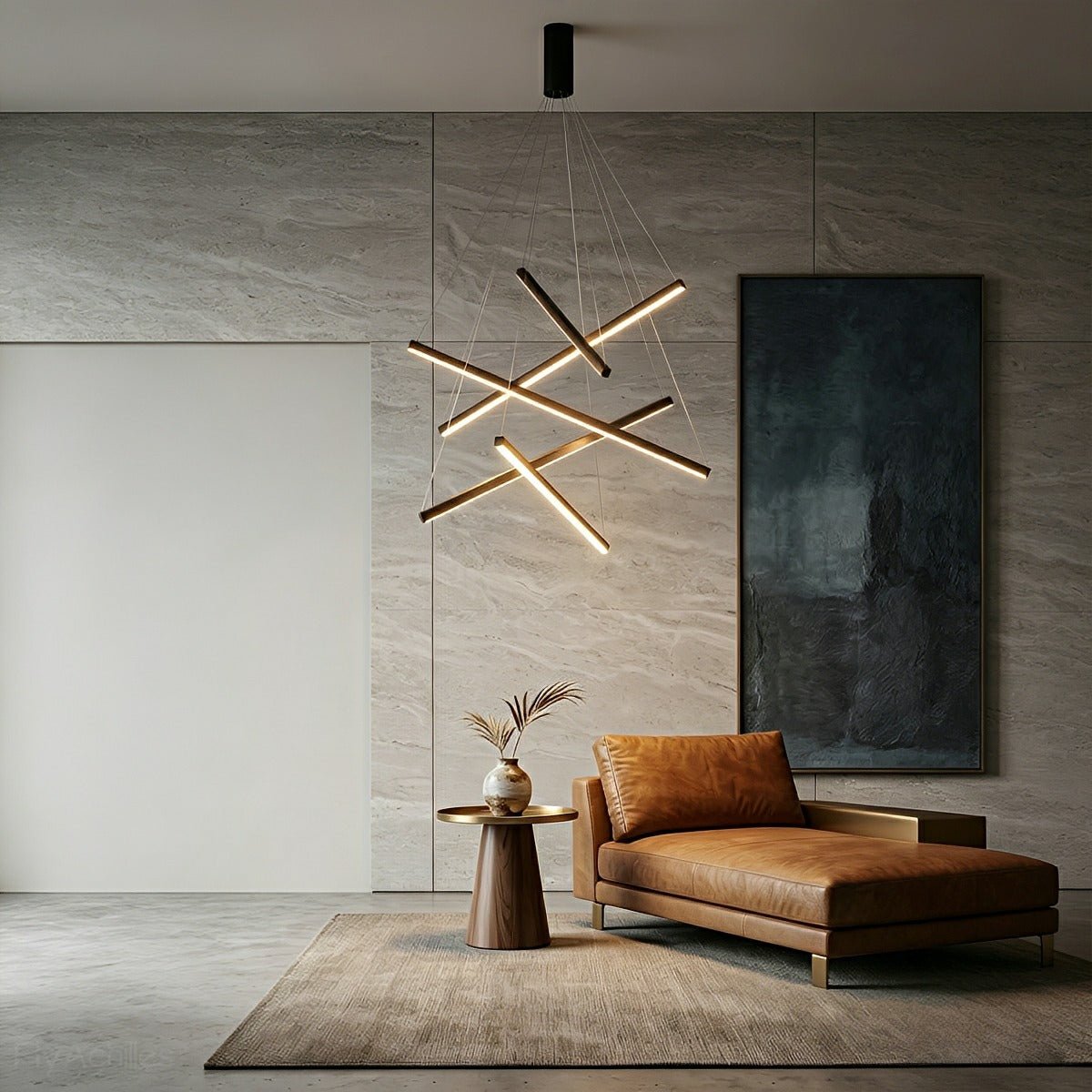 Tiered Black Aluminum LED Ceiling Light with Remote Dimmer for Living Room & Bedroom | Thomler