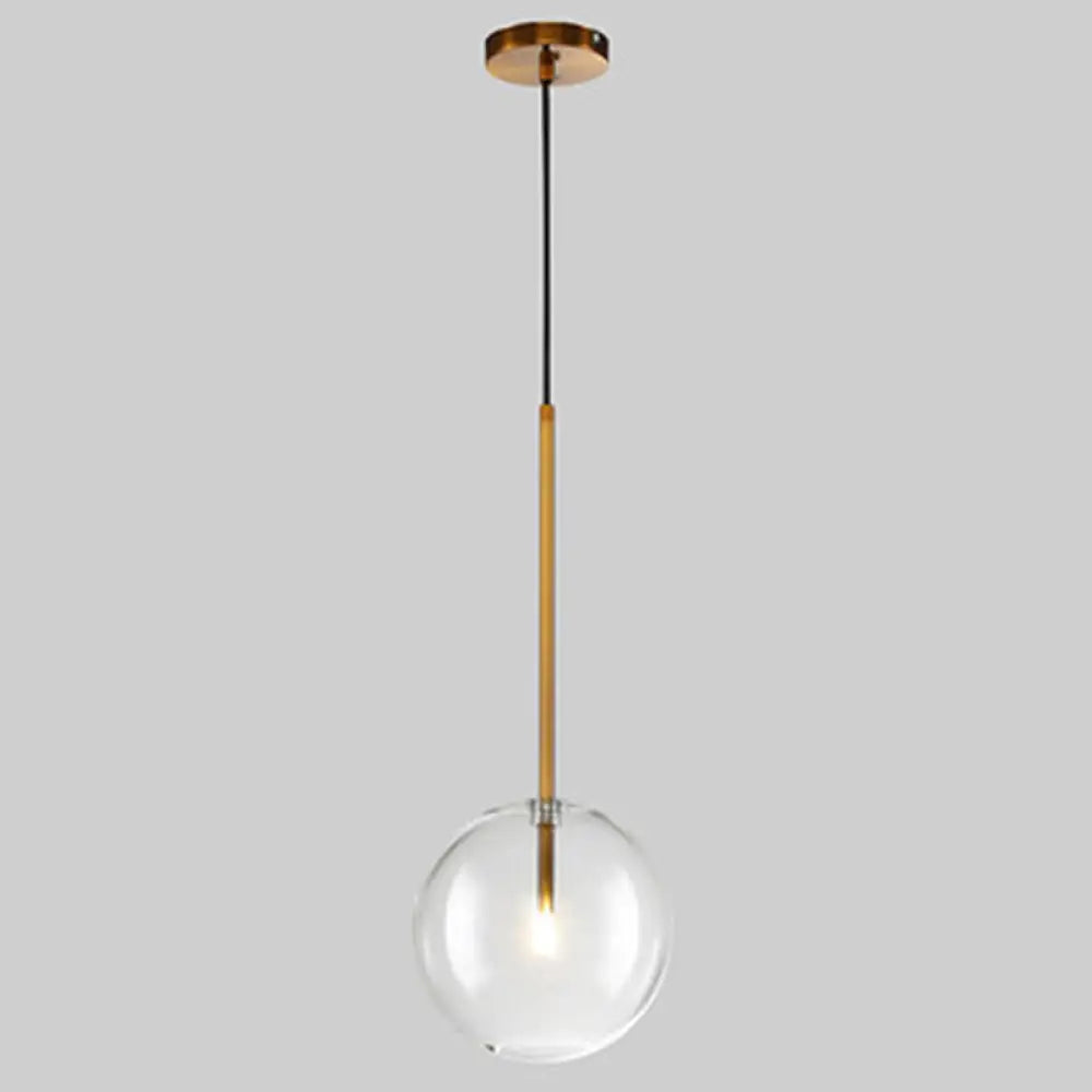 Clear Glass Globe Pendant Light with Gold Finish for Kitchen Island Dining Room Bedroom | Modern Hanging Ceiling Fixture | Thomler