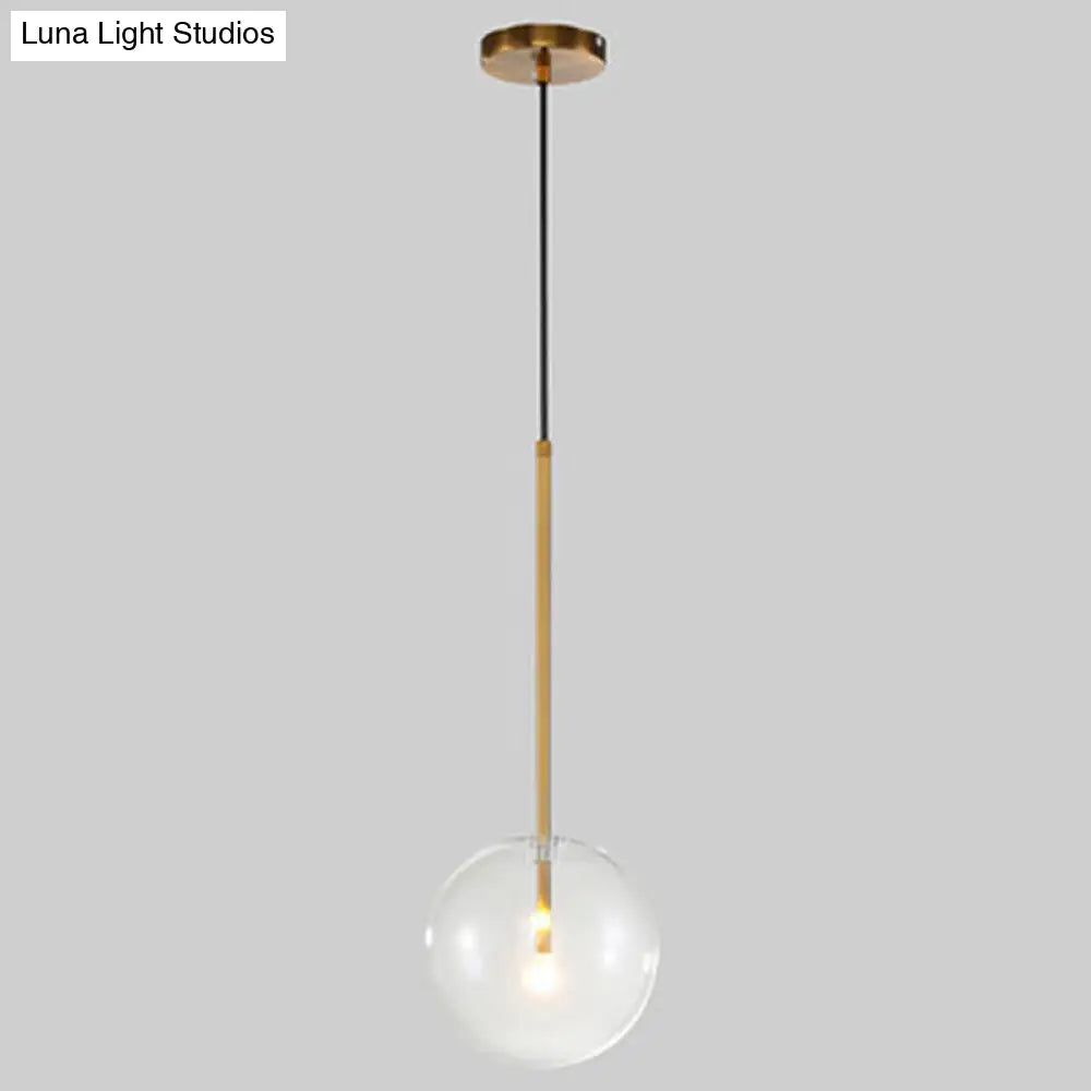 Clear Glass Globe Pendant Light with Gold Finish for Kitchen Island Dining Room Bedroom | Modern Hanging Ceiling Fixture | Thomler