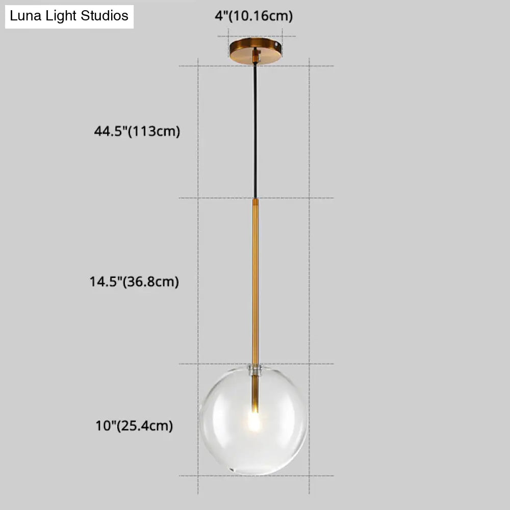 Clear Glass Globe Pendant Light with Gold Finish for Kitchen Island Dining Room Bedroom | Modern Hanging Ceiling Fixture | Thomler