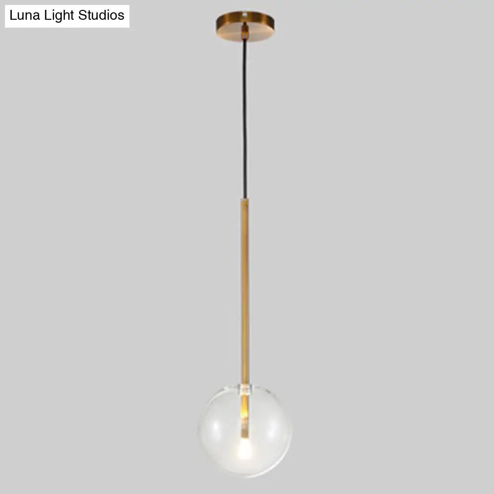 Clear Glass Globe Pendant Light with Gold Finish for Kitchen Island Dining Room Bedroom | Modern Hanging Ceiling Fixture | Thomler