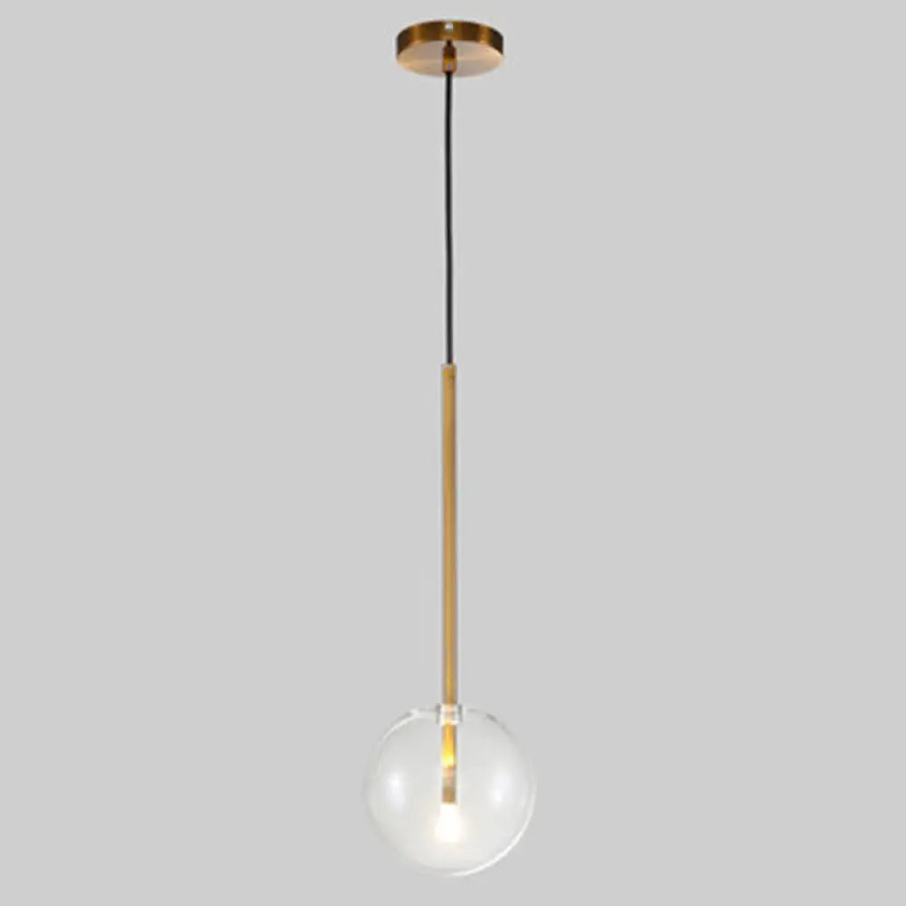 Clear Glass Globe Pendant Light with Gold Finish for Kitchen Island Dining Room Bedroom | Modern Hanging Ceiling Fixture | Thomler