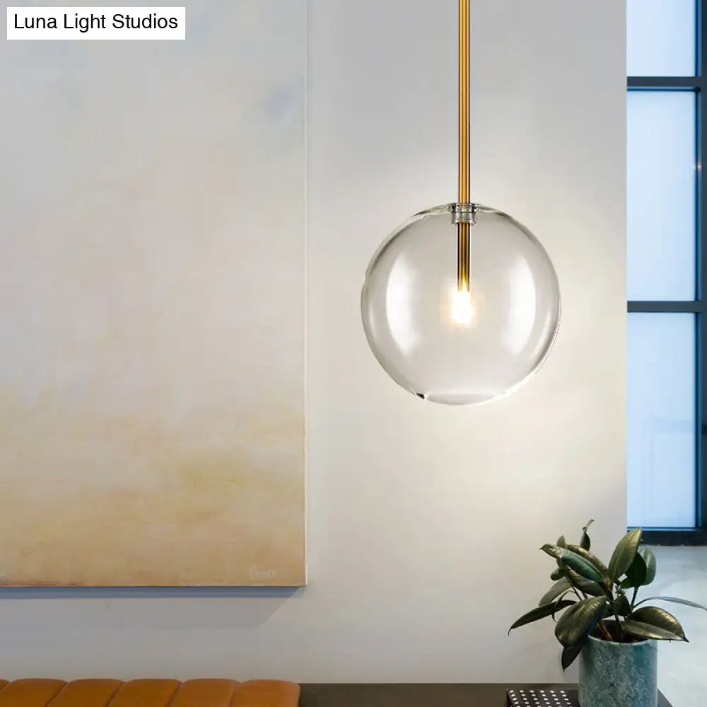 Clear Glass Globe Pendant Light with Gold Finish for Kitchen Island Dining Room Bedroom | Modern Hanging Ceiling Fixture | Thomler
