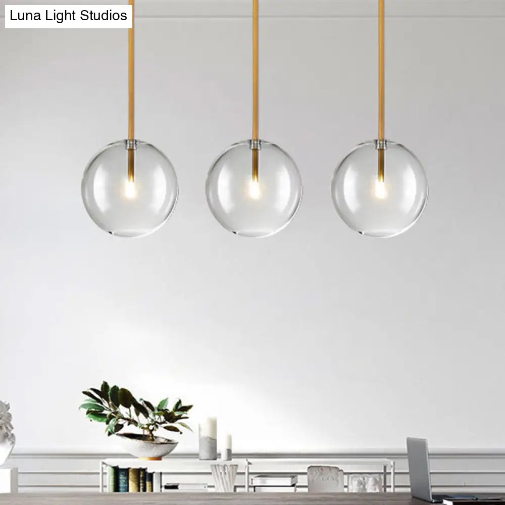 Clear Glass Globe Pendant Light with Gold Finish for Kitchen Island Dining Room Bedroom | Modern Hanging Ceiling Fixture | Thomler