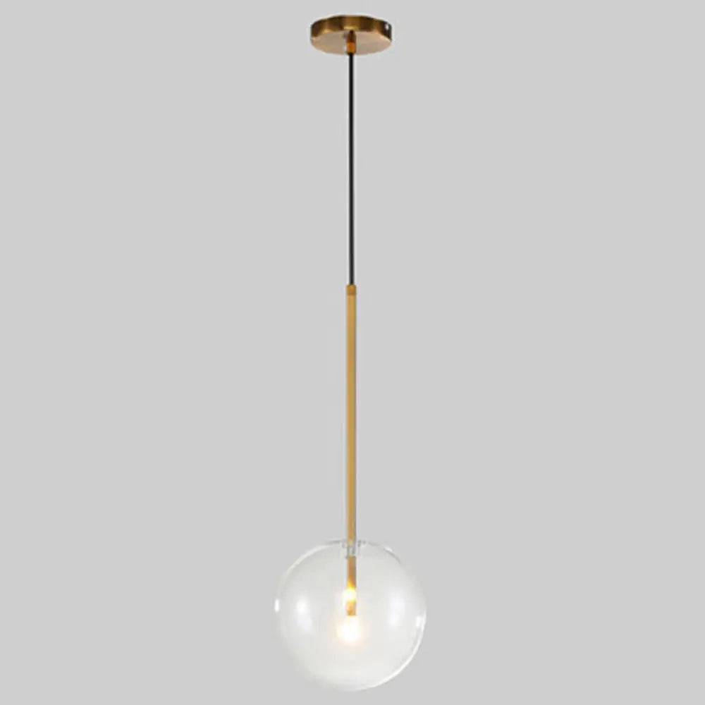 Clear Glass Globe Pendant Light with Gold Finish for Kitchen Island Dining Room Bedroom | Modern Hanging Ceiling Fixture | Thomler