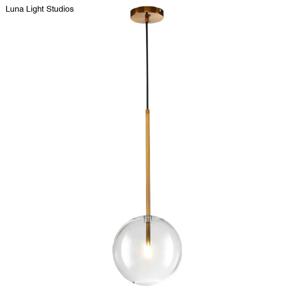 Clear Glass Globe Pendant Light with Gold Finish for Kitchen Island Dining Room Bedroom | Modern Hanging Ceiling Fixture | Thomler