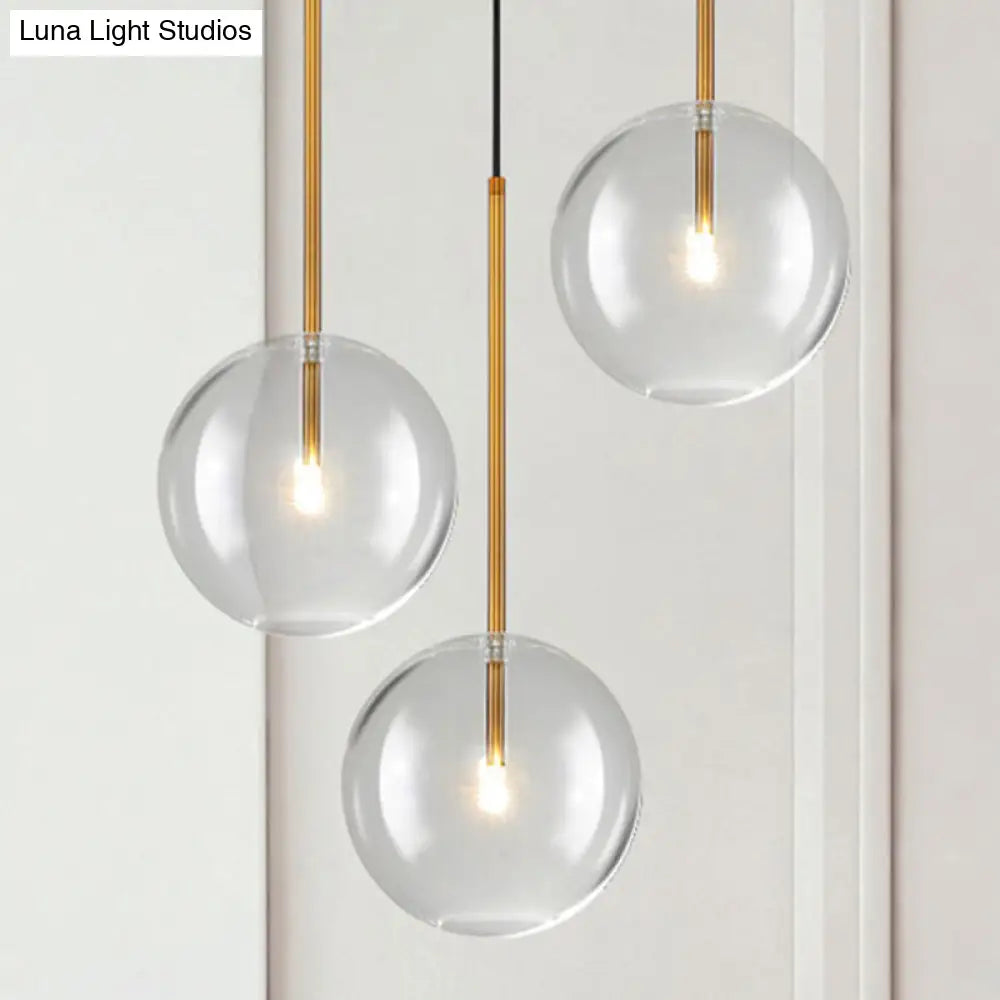 Clear Glass Globe Pendant Light with Gold Finish for Kitchen Island Dining Room Bedroom | Modern Hanging Ceiling Fixture | Thomler