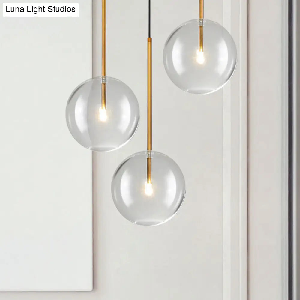 Clear Glass Globe Pendant Light with Gold Finish for Kitchen Island Dining Room Bedroom | Modern Hanging Ceiling Fixture | Thomler