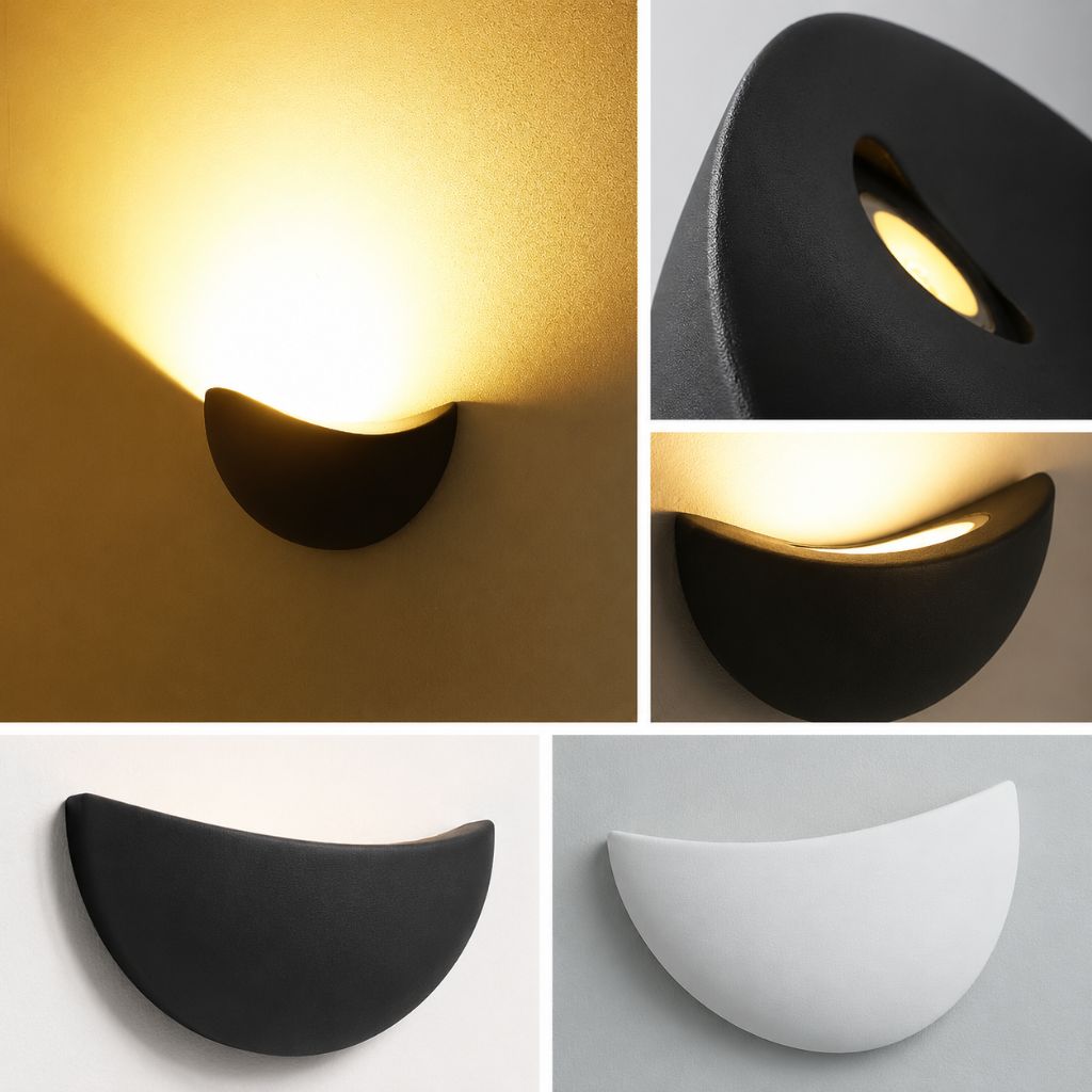 Half-Moon Aluminum LED Sconce – 5W Low-Profile Fixture for Bedroom, Hallway & Porch – IP65 Weatherproof Wall Lighting 3000K-5000K | Thomler