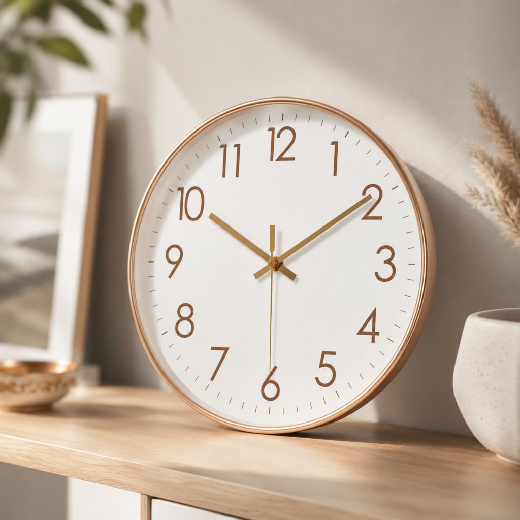 Silent Wall Clock with Glass Face – Modern Scandinavian Design for Home & Office – 10, 12 or 14 Inch | Thomler