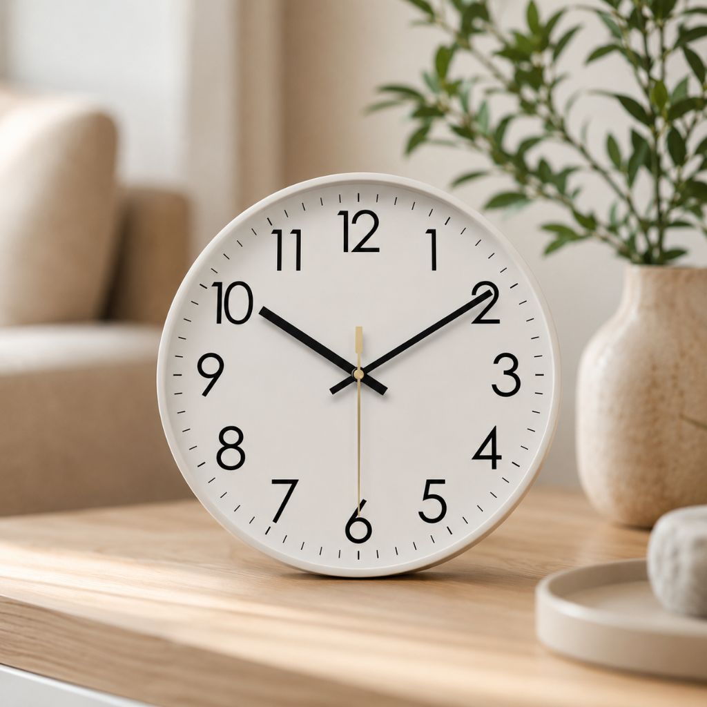 Silent Wall Clock with Glass Face – Modern Scandinavian Design for Home & Office – 10, 12 or 14 Inch | Thomler