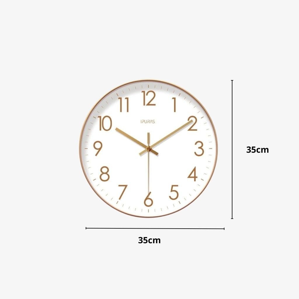 Silent Wall Clock with Glass Face – Modern Scandinavian Design for Home & Office – 10, 12 or 14 Inch | Thomler