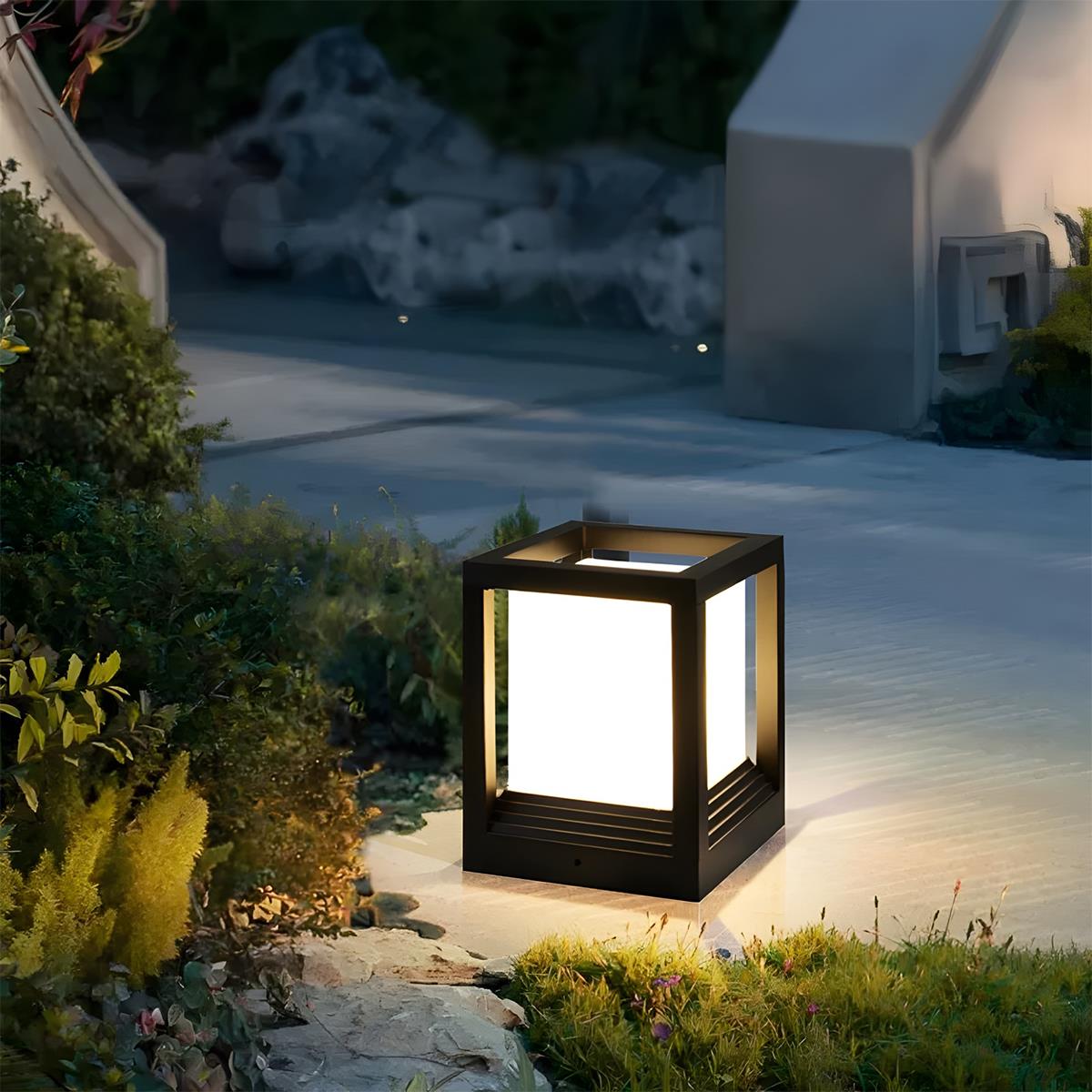 Pedestal Lamp Aluminium 22.5 cm Matte Black Garden Driveway Solar LED Fence Post Light | Thomler