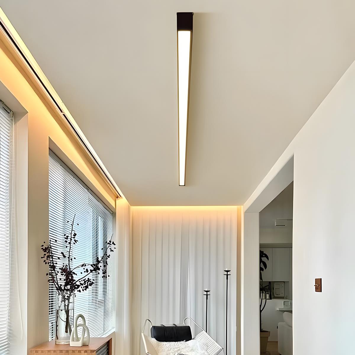 Ceiling Light Aluminium Linear 200.0 cm Black Dimmable LED Living Room Hallway Bedroom Modern Strip Lighting | Thomler