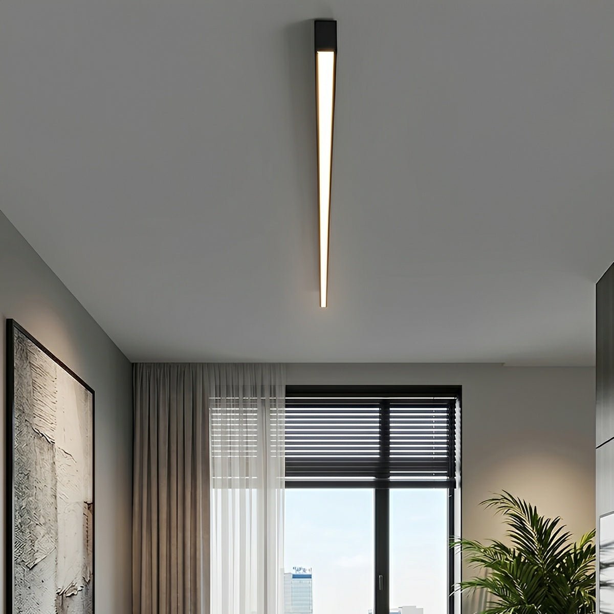 Linear LED Flush Mount Light with Adjustable Brightness & Remote Control for Living Room | Thomler