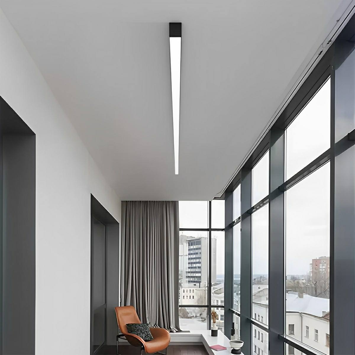 Ceiling Light Aluminium Linear 200.0 cm Black Dimmable LED Living Room Hallway Bedroom Modern Strip Lighting | Thomler