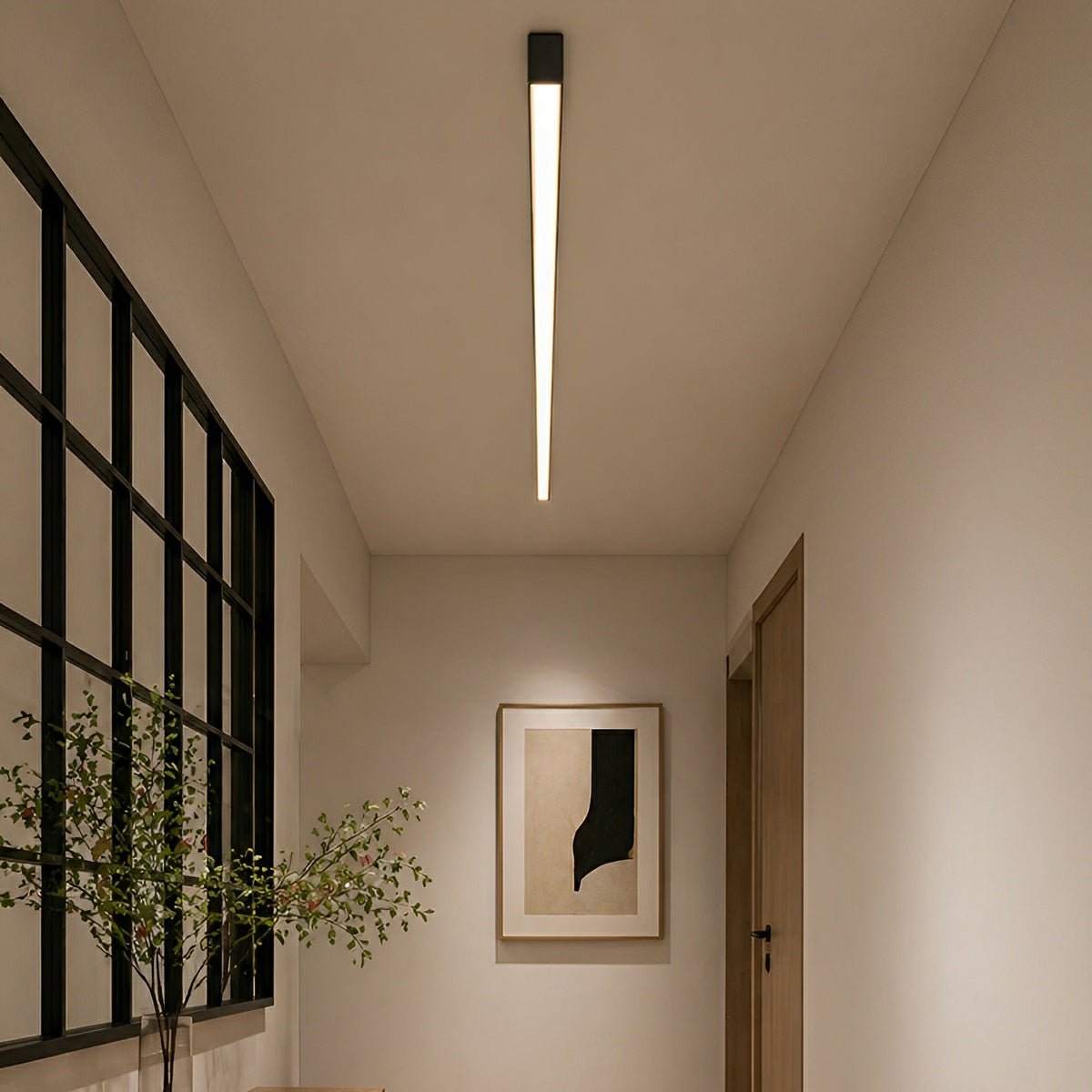 Linear LED Flush Mount Light with Adjustable Brightness & Remote Control for Living Room | Thomler