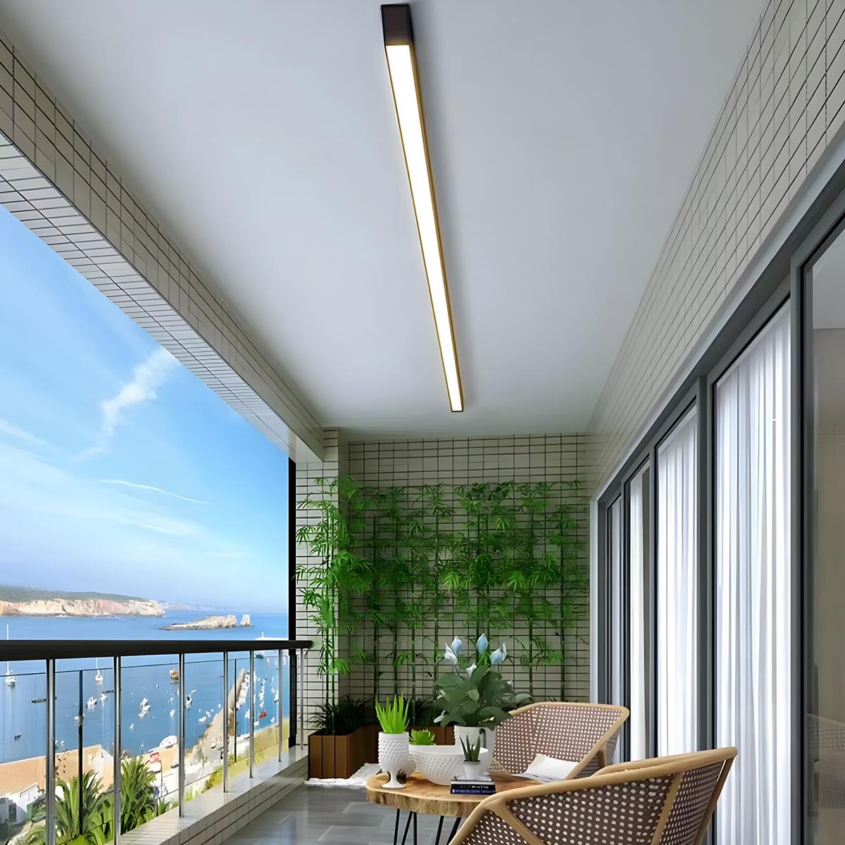 Ceiling Light Aluminium Linear 200.0 cm Black Dimmable LED Living Room Hallway Bedroom Modern Strip Lighting | Thomler