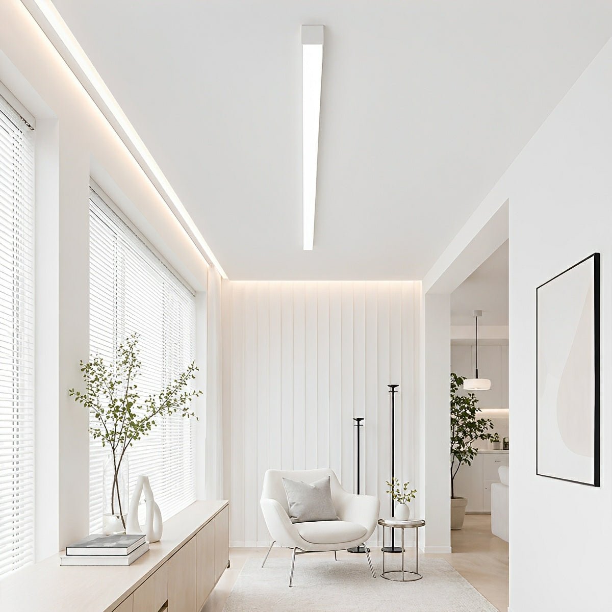 Linear LED Flush Mount Light with Adjustable Brightness & Remote Control for Living Room | Thomler