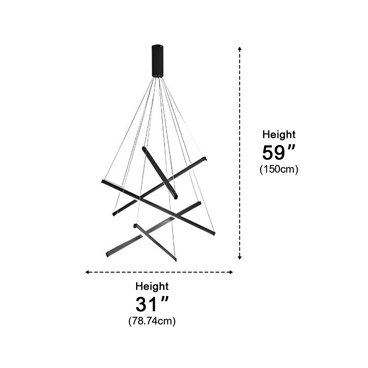 Tiered Black Aluminum LED Ceiling Light with Remote Dimmer for Living Room & Bedroom | Thomler