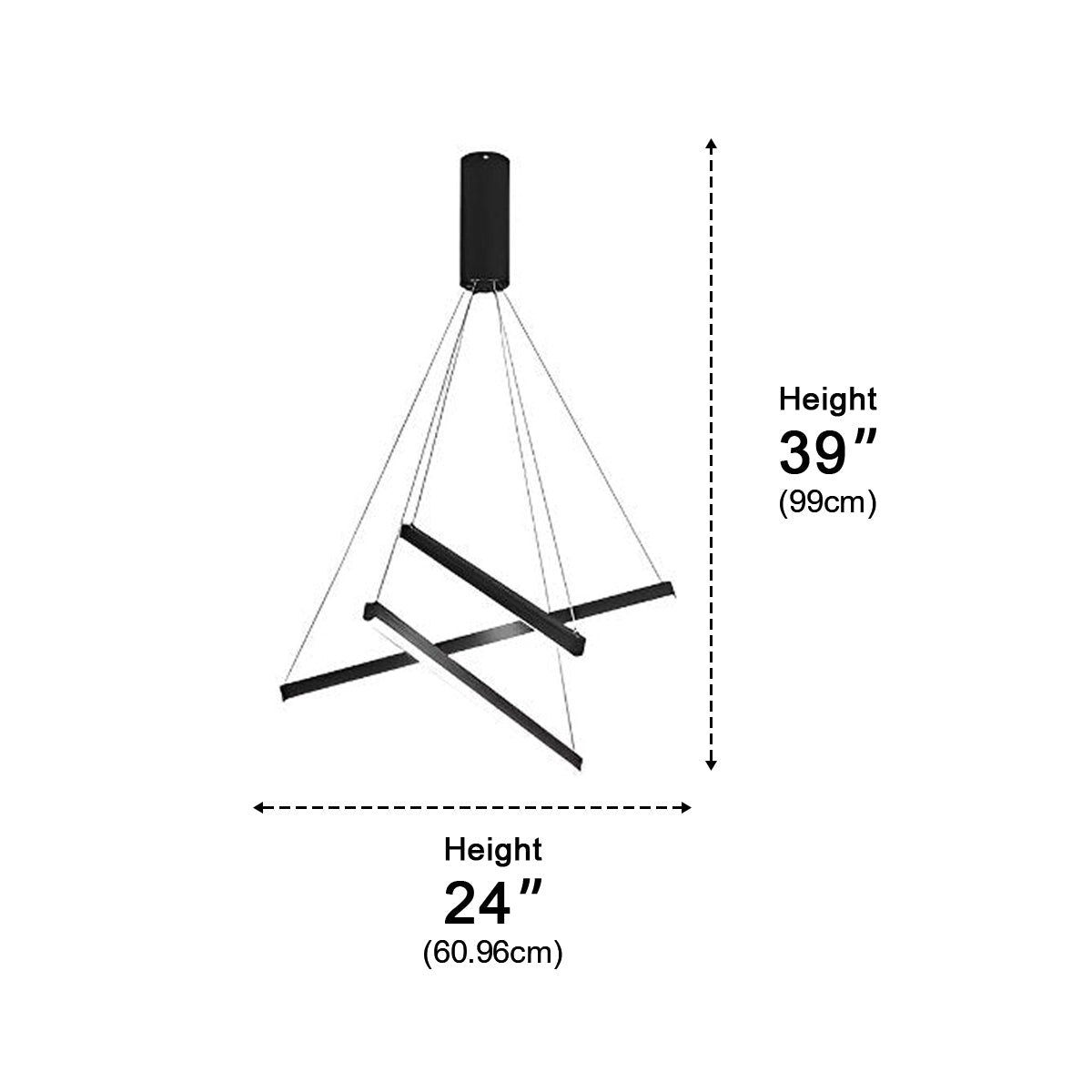 Tiered Black Aluminum LED Ceiling Light with Remote Dimmer for Living Room & Bedroom | Thomler