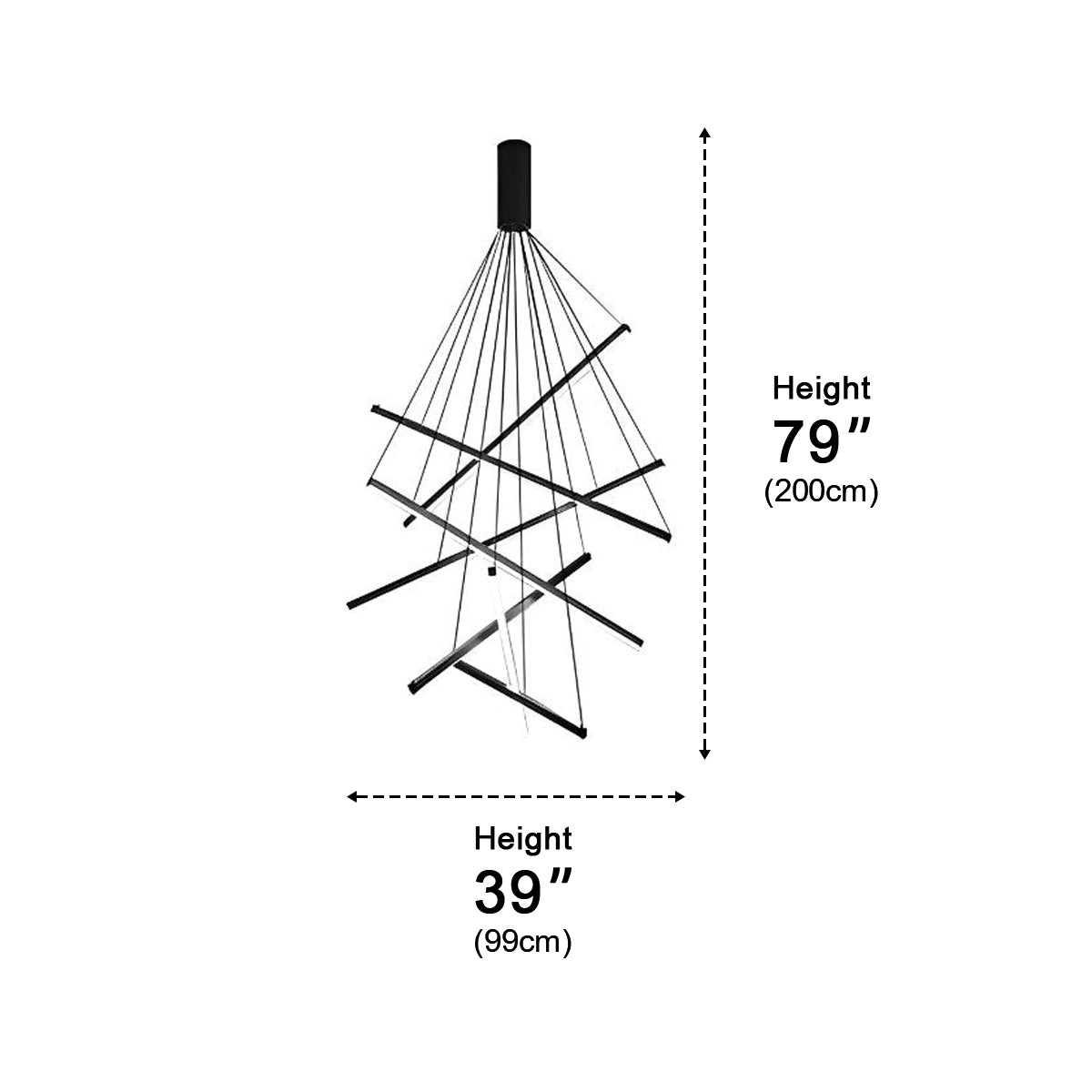 Tiered Black Aluminum LED Ceiling Light with Remote Dimmer for Living Room & Bedroom | Thomler