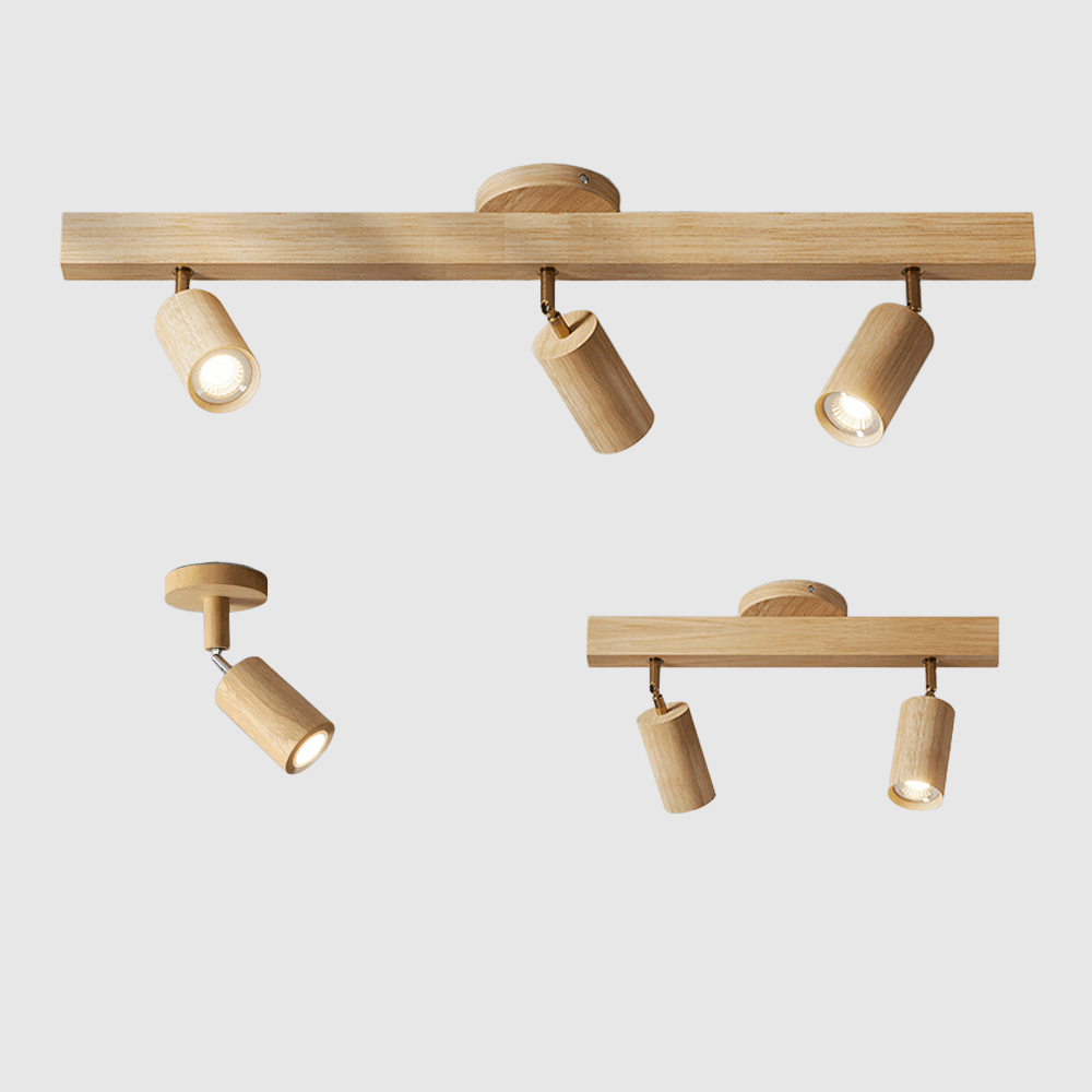 Ceiling Spotlight Solid Wood 120.0 cm Adjustable Track Living Room Dining Hallway Lighting Scandinavian Japandi Interior Lamp | Thomler