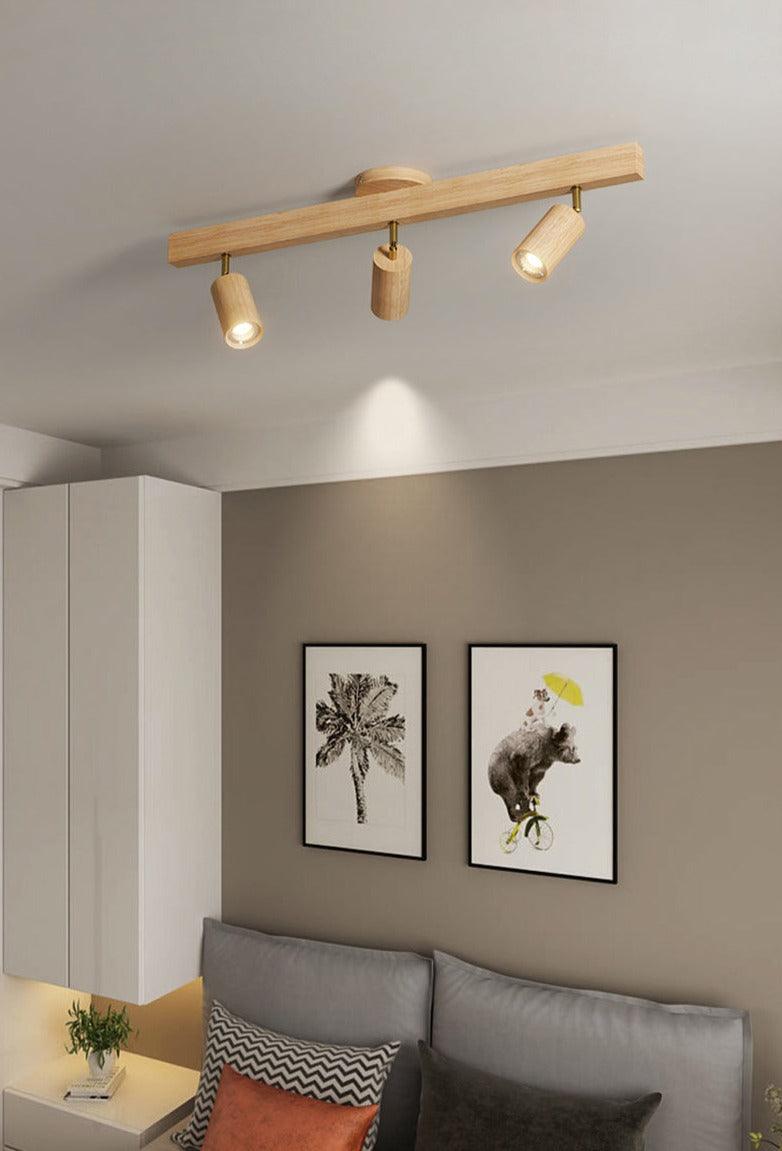Ceiling Spotlight Solid Wood 120.0 cm Adjustable Track Living Room Dining Hallway Lighting Scandinavian Japandi Interior Lamp | Thomler