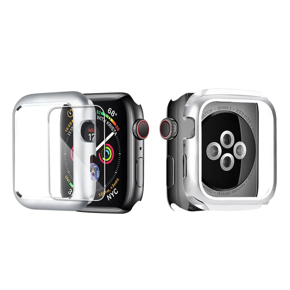 Armored Tempered Glass Watch Shield with Metal-Look Bumper Cover for Apple Watch 38mm-44mm Series 1-6 | Thomler