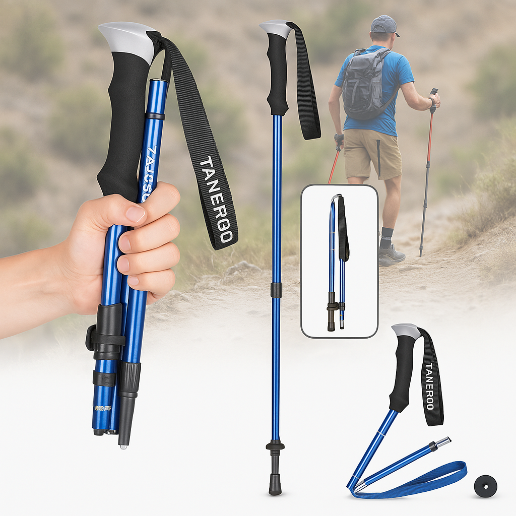 Walking Poles Alloy Adjustable 110.0–135.0 cm Hiking Trekking Foldable 35.0 cm Ergonomic Trail Support Sticks | Thomler