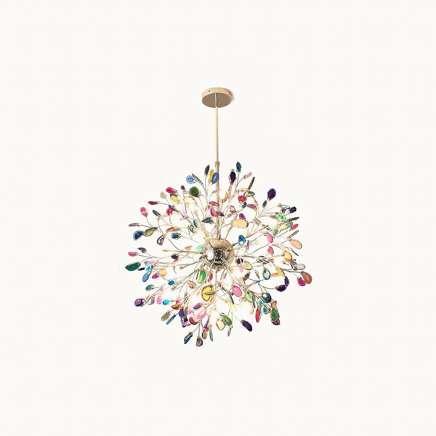 Pendant Light Natural Agate G4 58.0 cm Gold Living Room Dining Room Chandelier Multicolour Ceiling Hanging Light | Thomler