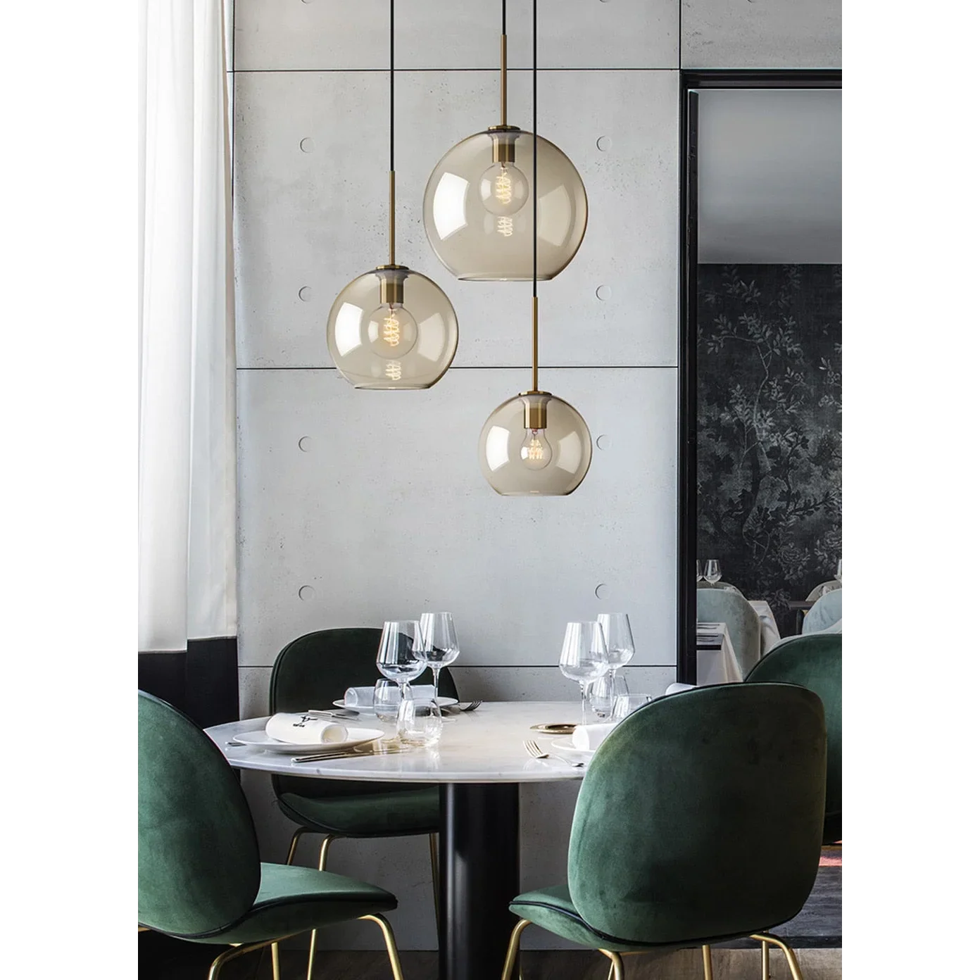 Pendant Light Glass 7.9 in Cognac Copper Dining Room Kitchen Island Hanging Ceiling Fixture Modern Minimalist | Thomler
