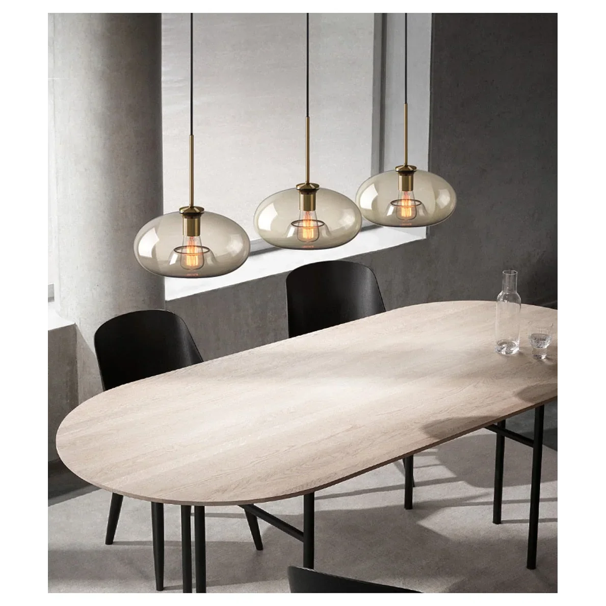 Pendant Light Glass 7.9 in Cognac Copper Dining Room Kitchen Island Hanging Ceiling Fixture Modern Minimalist | Thomler