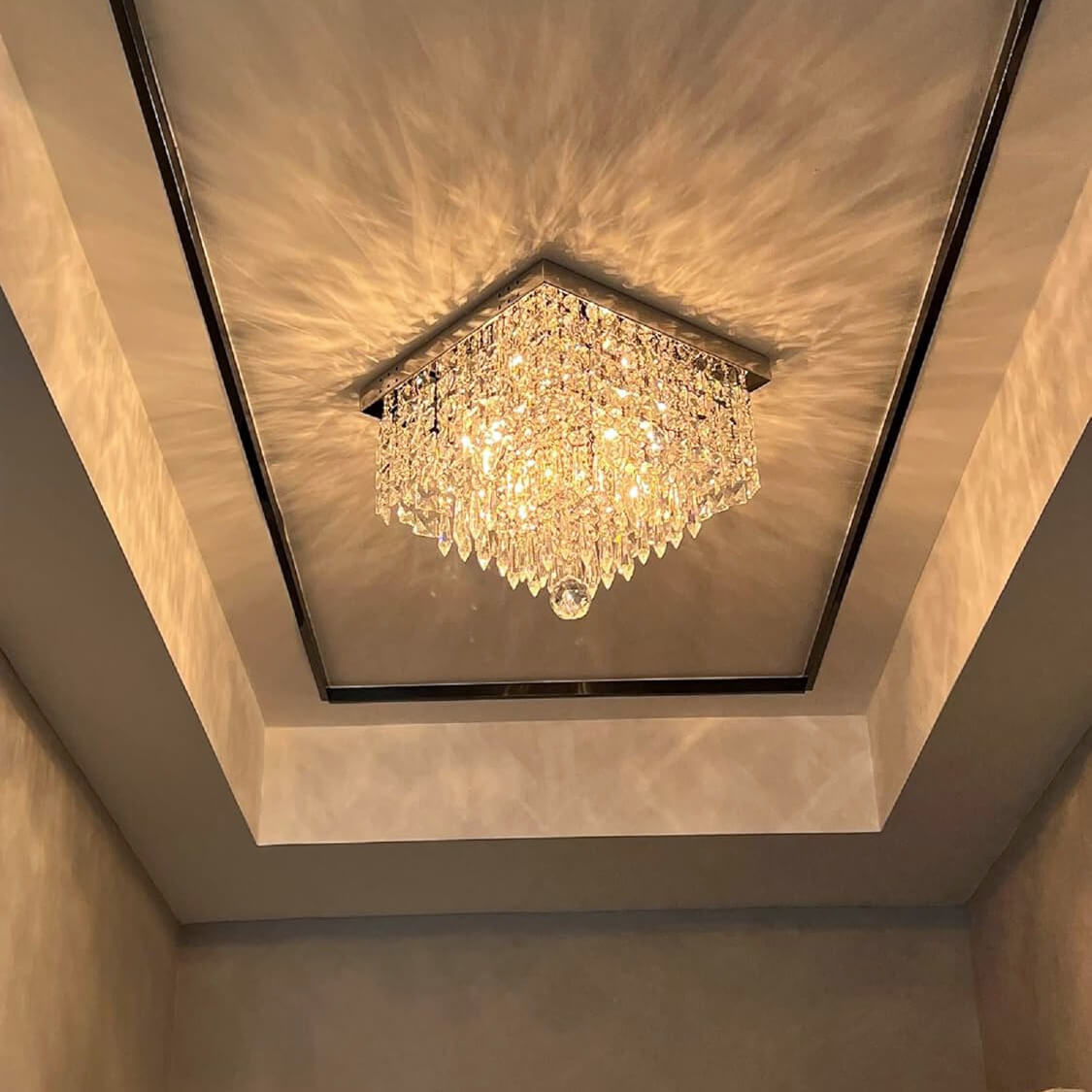 Crystal Flush Mount Ceiling Light 4-Light Chrome Finish for Hallway Bedroom Living Room Dining Room Kitchen Entry Contemporary Lighting | Thomler