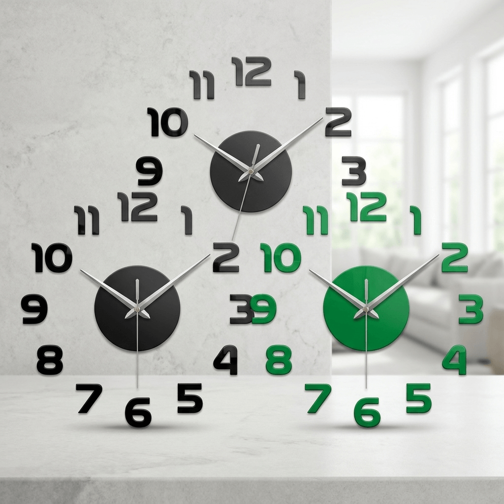 Modern 3D Frameless Wall Clock with Luminous Numbers – DIY Silent Movement, Customizable Layout for Living Room, Bedroom & Office Decor | Thomler