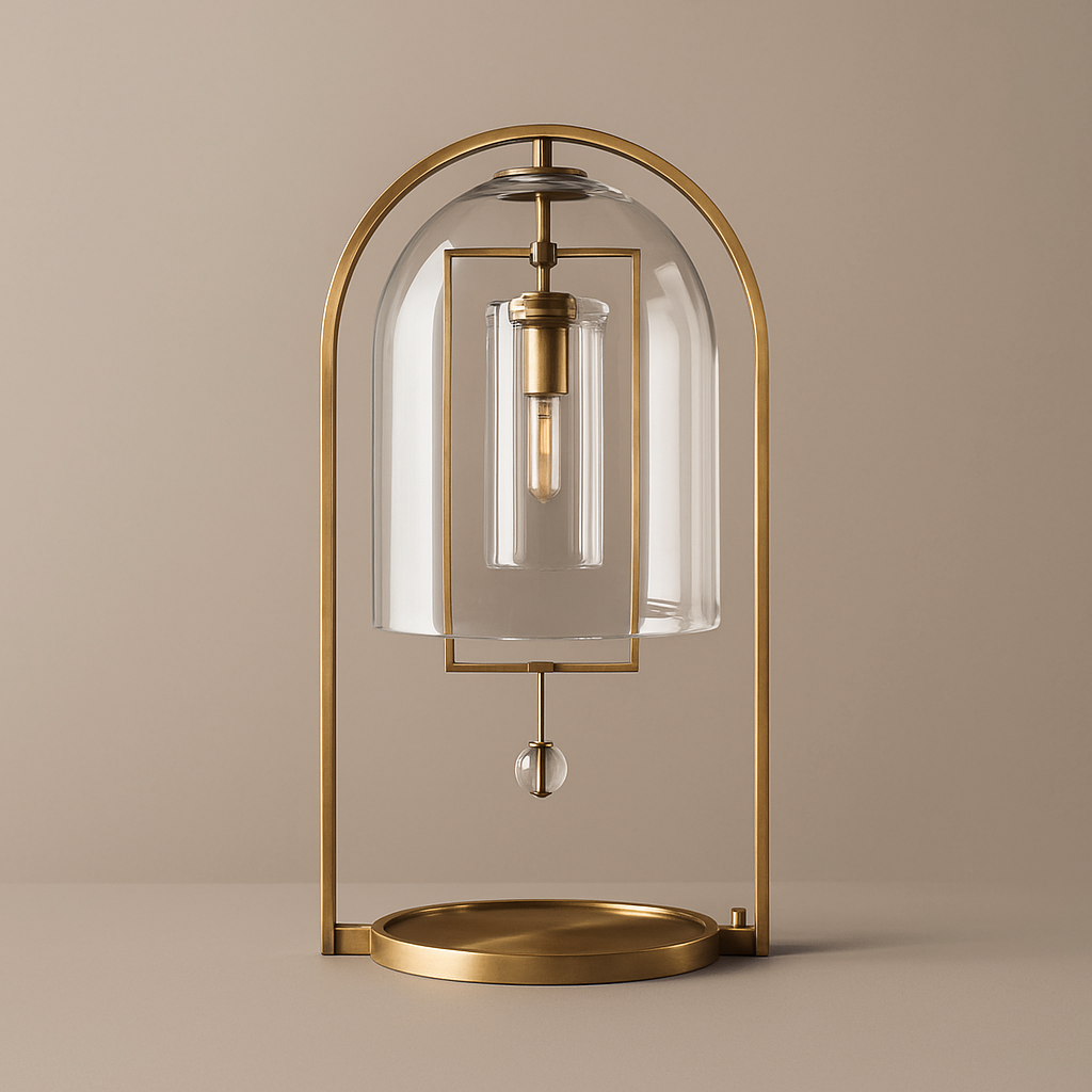 Table Lamp Glass Dome 17.7 in Brass Bedroom Living Room Accent Lighting Modern Arched Decorative Light | Thomler