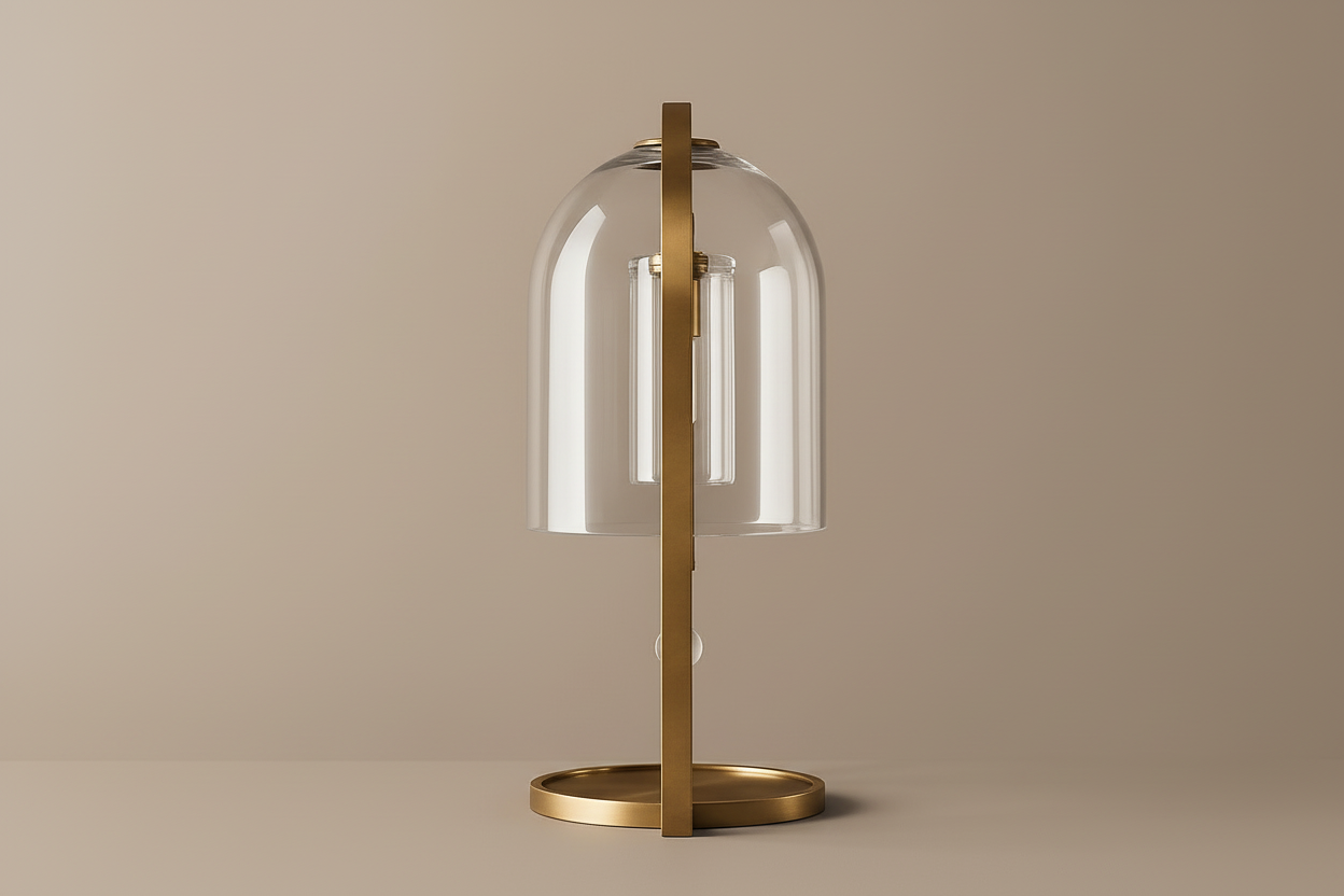 Table Lamp Glass Dome 17.7 in Brass Bedroom Living Room Accent Lighting Modern Arched Decorative Light | Thomler