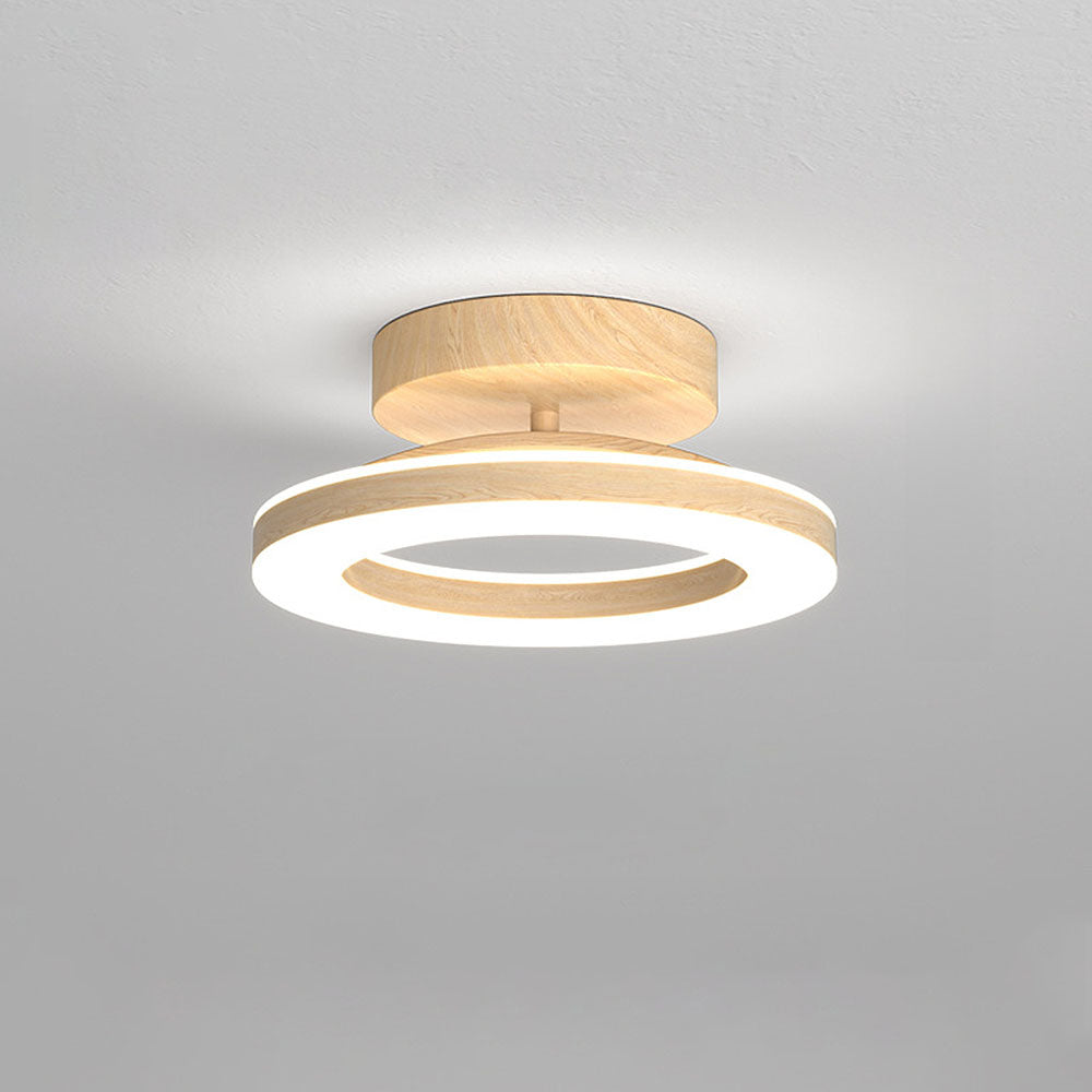 Flush Mount LED Disc Ceiling Light – Wood Finish Round Fixture for Bedroom, Hallway & Dining Room – 8-12 Inch Compact Low Profile Design | Thomler