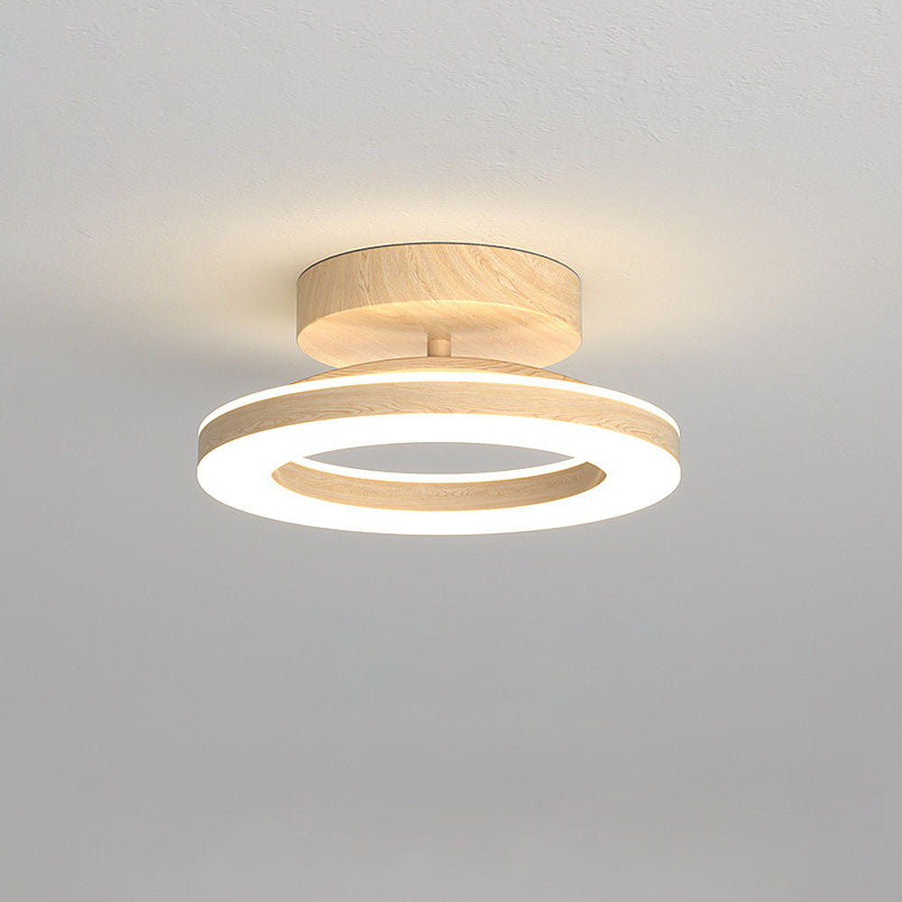 Flush Mount LED Disc Ceiling Light – Wood Finish Round Fixture for Bedroom, Hallway & Dining Room – 8-12 Inch Compact Low Profile Design | Thomler